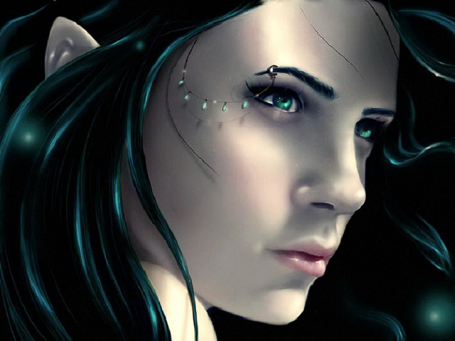 Gothic epic fantasy portrait green free wallpaper for desktop - medium preview image