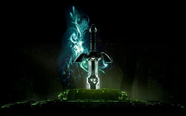 Sword glowing green flame black free wallpaper for desktop - medium preview image