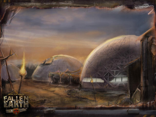 Futuristic city domes fireplace painting free wallpaper for desktop - medium preview image