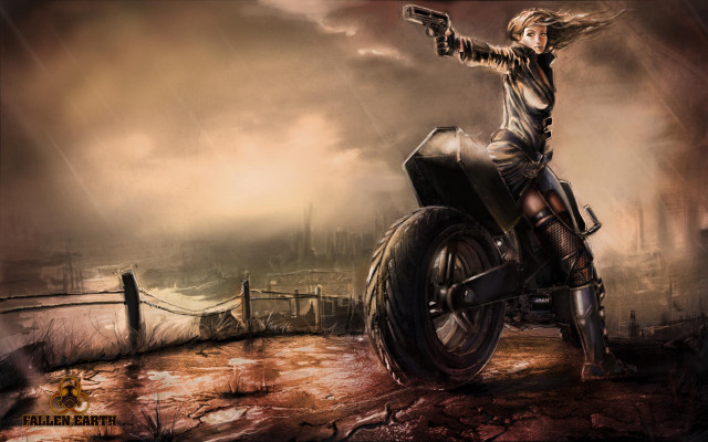 Person motorcycle rain gun city free wallpaper for desktop - medium preview image