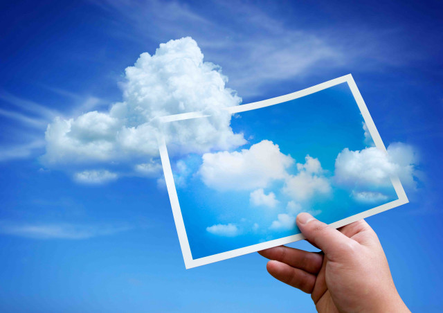 Hand photo cloud sky blue free wallpaper for desktop - medium preview image