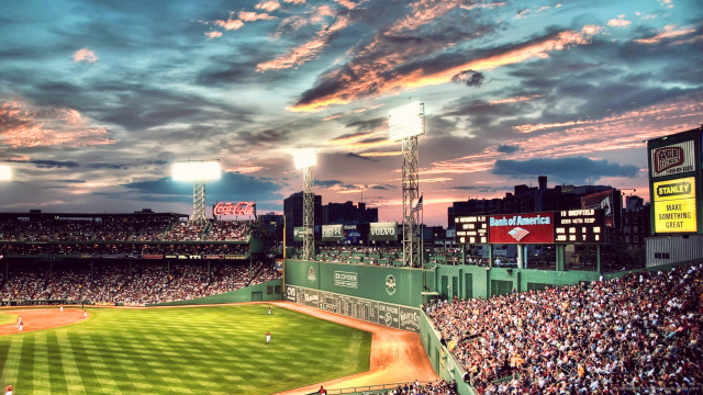 Baseball stadium crowd sunset clouds #3 free wallpaper for desktop - medium preview image