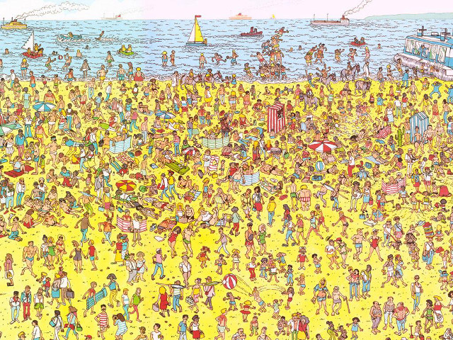 Crowd beach ocean boat yellow free wallpaper for desktop - medium preview image