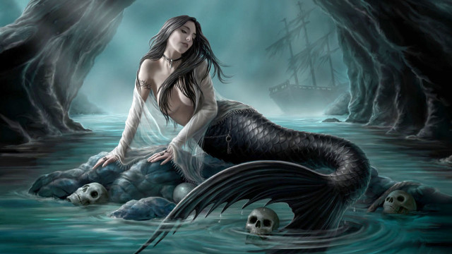Woman rock water mermaid tail free wallpaper for desktop - medium preview image