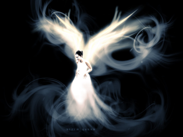 Angelic woman white dress wings free wallpaper for desktop - medium preview image