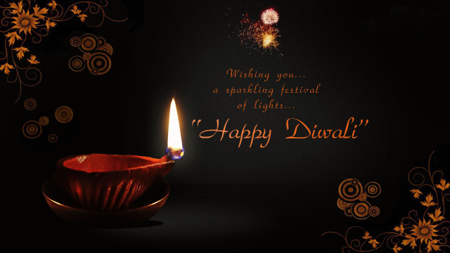 Lit candle floral happy diwali free wallpaper for desktop - medium preview image