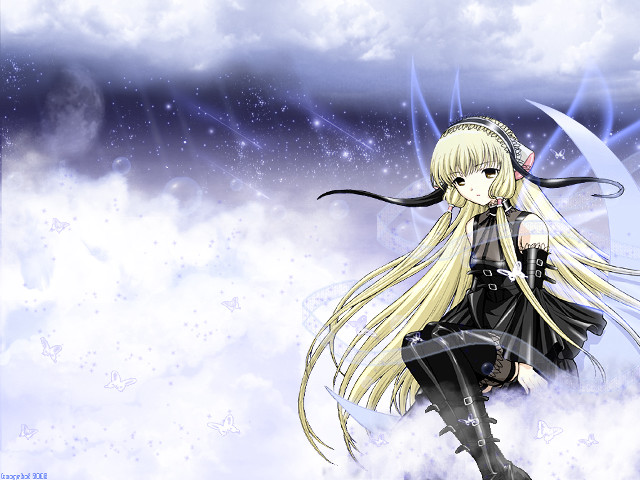 Girl cloud moon anime gothic free wallpaper for desktop - medium preview image