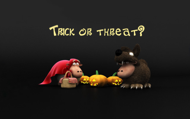 Cartoon couple pumpkins trick or free wallpaper for desktop - medium preview image