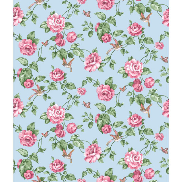 Blue background pink roses hummingbird free wallpaper for tablet - medium preview image