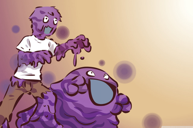 Cartoon man riding purple monster free wallpaper for desktop - medium preview image