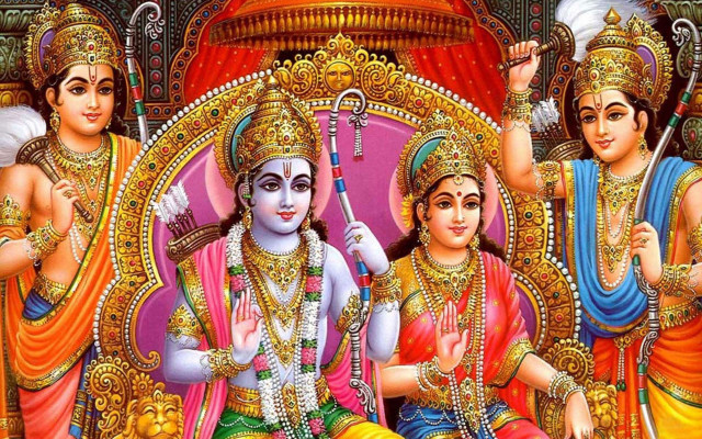 Three deities throne man woman free wallpaper for desktop - medium preview image