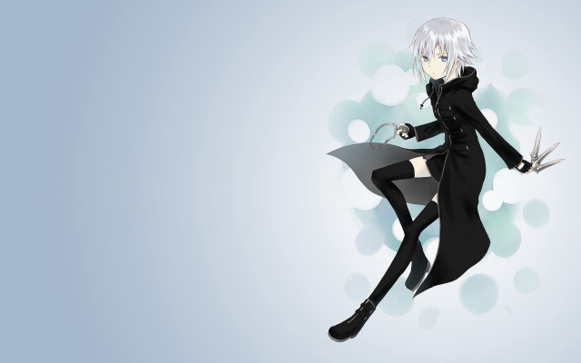 Woman black suit umbrella scissors free wallpaper for desktop - medium preview image