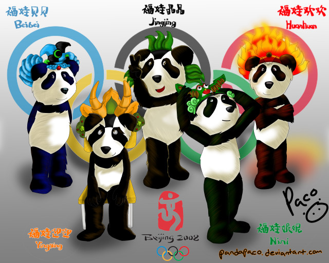 Panda bears group sign chinese free wallpaper for desktop - medium preview image