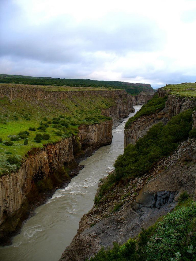River lush green valley hillside free wallpaper for mobile - medium preview image