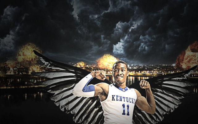 Man bird wings city smoke free wallpaper for desktop - medium preview image