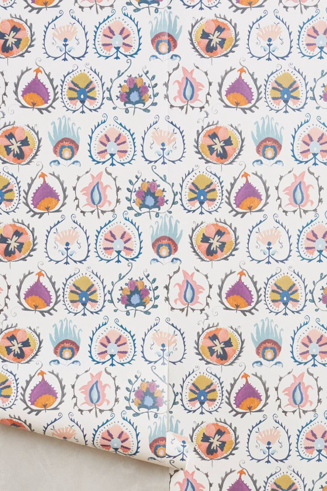 White wallpaper colorful pattern flower free wallpaper for mobile - medium preview image