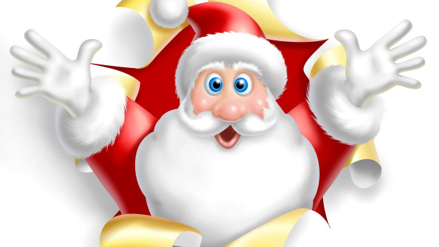 Cartoon santa red background gold free wallpaper for desktop - medium preview image