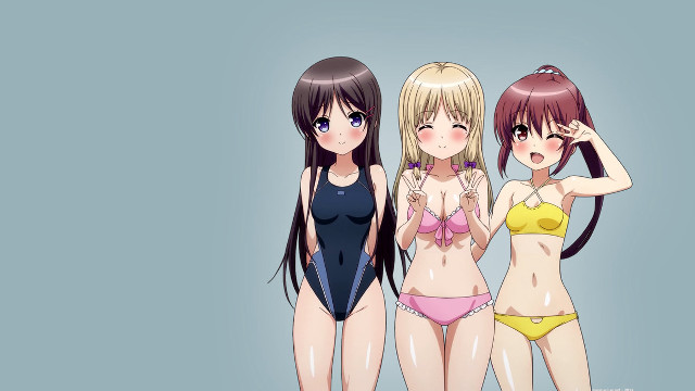 Anime girls bikinis hands on free wallpaper for desktop - medium preview image