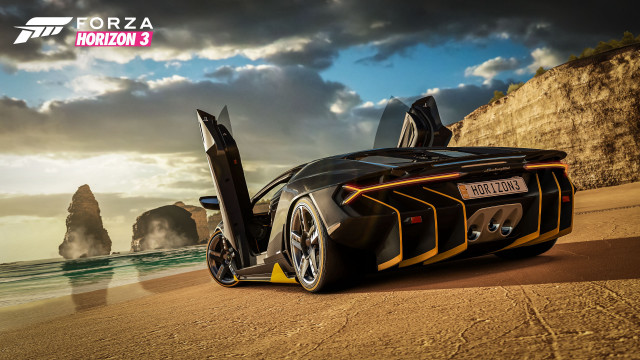 Futuristic car beach ocean cliff free wallpaper for desktop - medium preview image