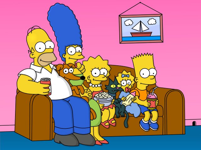 Family couch watching tv simpsons free wallpaper for desktop - medium preview image