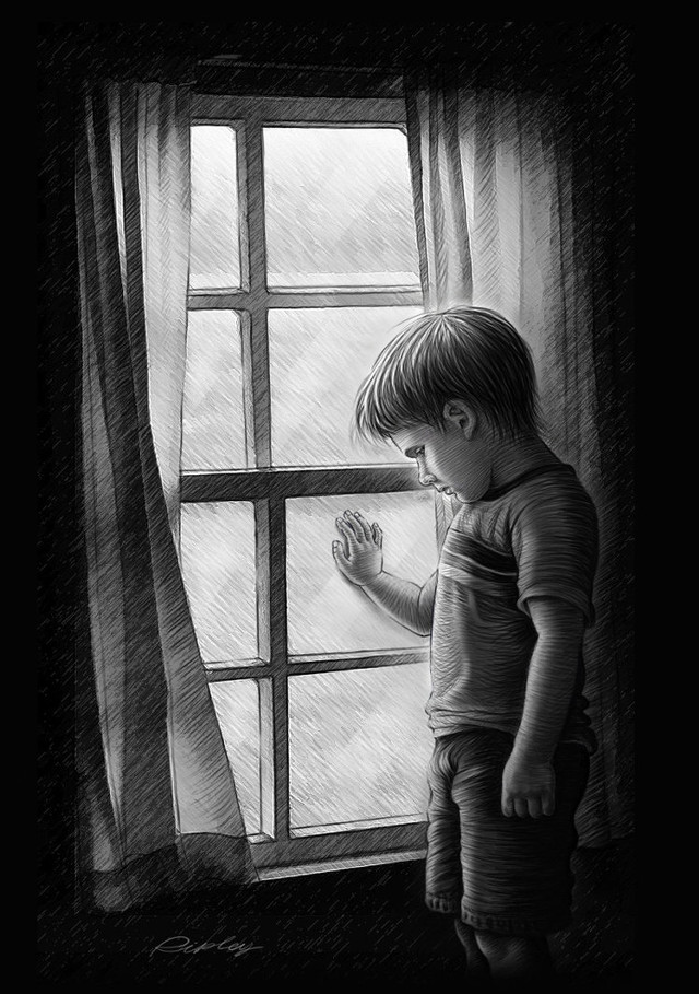 Little boy looking out window free wallpaper for mobile - medium preview image