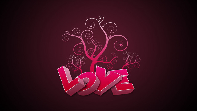 Love tree swirls red background free wallpaper for desktop - medium preview image