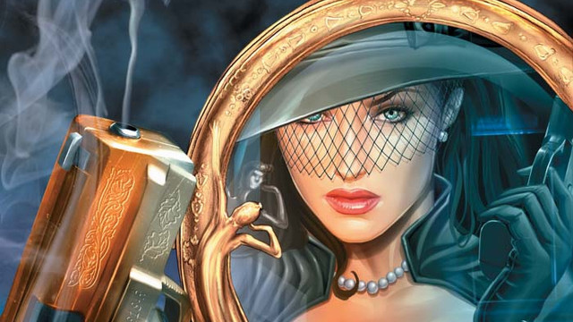 Woman gun mirror smoke cigarette free wallpaper for desktop - medium preview image