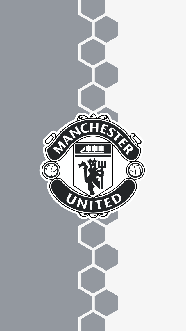 Manchester united logo black white free wallpaper for mobile - medium preview image