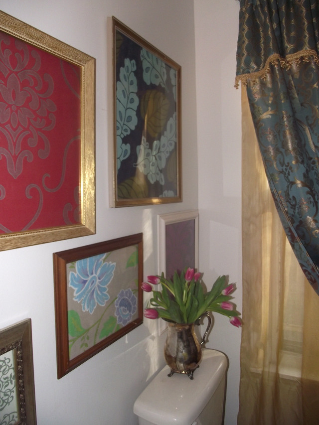 Bathroom toilet vase flowers paintings free wallpaper for mobile - medium preview image