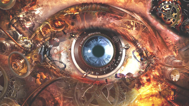 Clock blue eye center clock free wallpaper for desktop - medium preview image