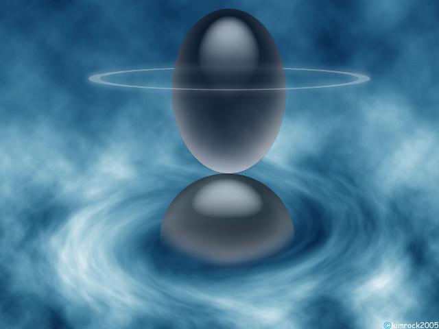 Black object floating blue liquid free wallpaper for desktop - medium preview image