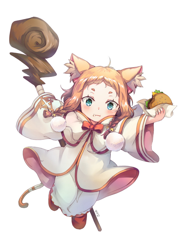 Girl cat ears holding food #2 free wallpaper for mobile - medium preview image