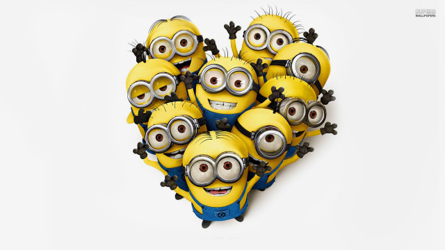 Heart minions white background yellow free wallpaper for desktop - medium preview image