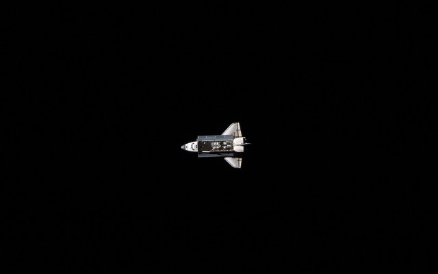 Space shuttle flying dark sky free wallpaper for desktop - medium preview image