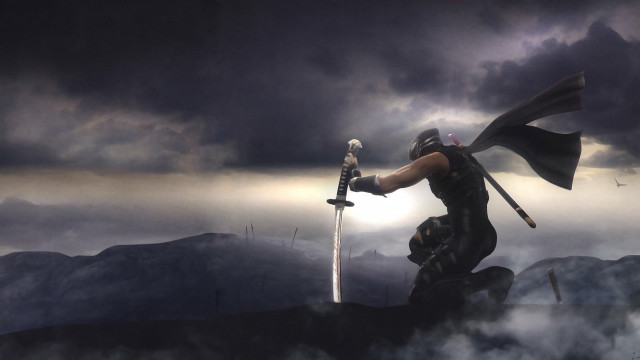 Man sword helmet mountain top free wallpaper for desktop - medium preview image