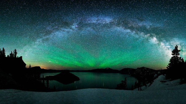 Green blue aurora lake mountains #2 free wallpaper for desktop - medium preview image