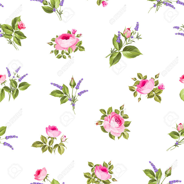 Floral pattern pink roses lavenders free wallpaper for tablet - medium preview image