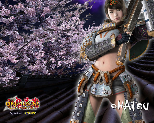 Woman costume sword cherry blossom free wallpaper for desktop - medium preview image