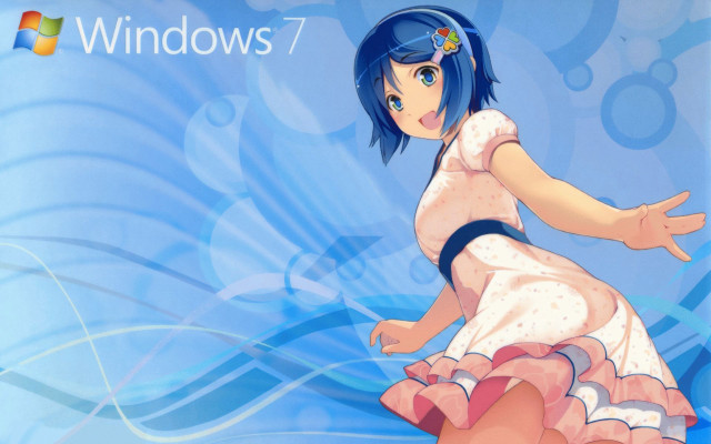 Girl dress blue background windows7 free wallpaper for desktop - medium preview image