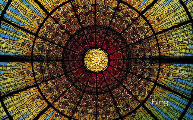 Stained glass window circular design free wallpaper for desktop - medium preview image