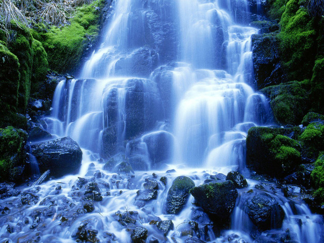 Waterfall flowing water rocks nature free wallpaper for desktop - medium preview image