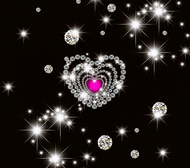 Heart diamonds stars pink glow free wallpaper for tablet - medium preview image
