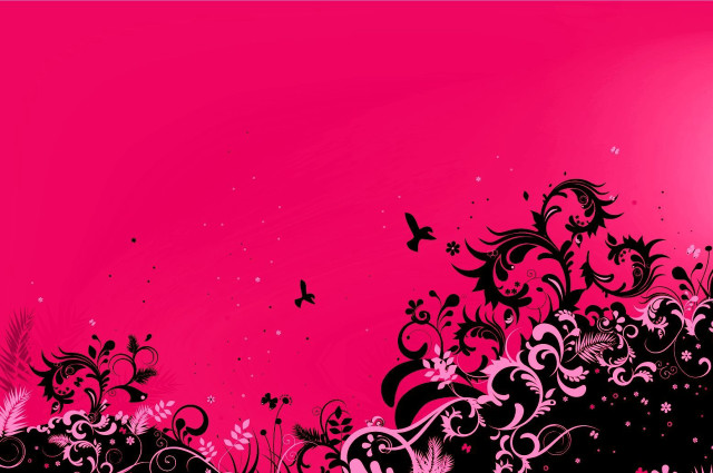 Pink black background floral butterfly free wallpaper for desktop - medium preview image
