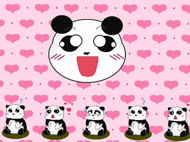 Panda heart background pink tongue free wallpaper for desktop - medium preview image