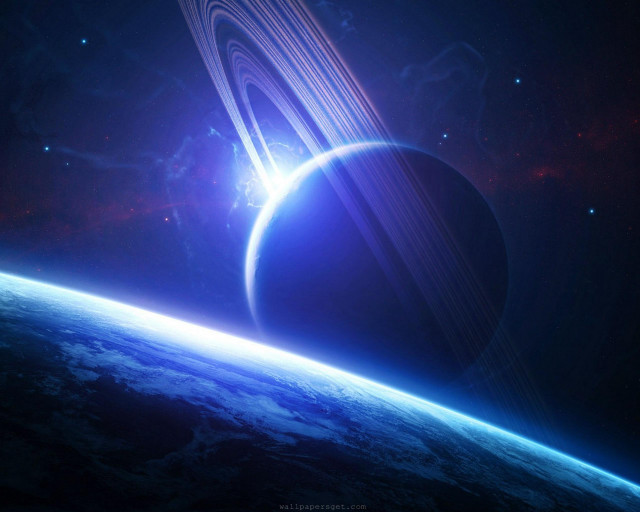 Earth space saturn ring distant free wallpaper for desktop - medium preview image