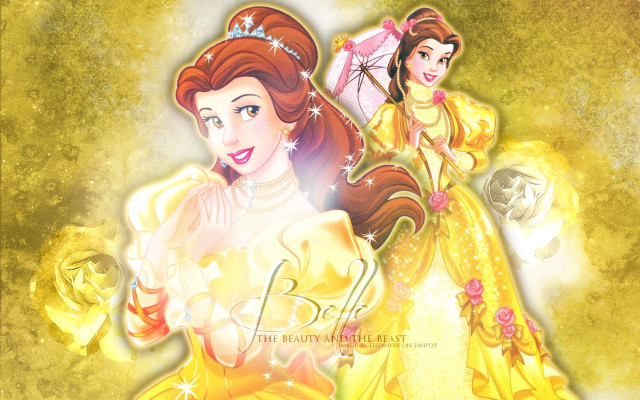 Princess yellow background white outline free wallpaper for desktop - medium preview image
