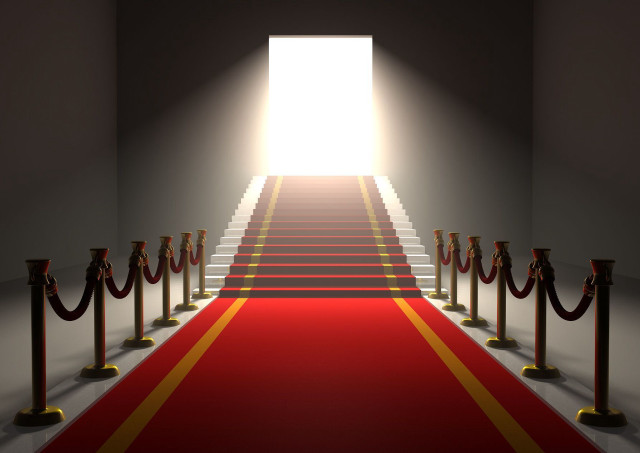 Red carpeted hallway bright light free wallpaper for desktop - medium preview image