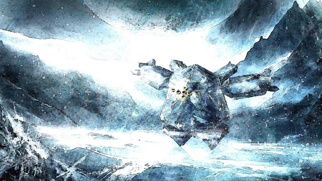 Floating person water mountains snow free wallpaper for desktop - medium preview image