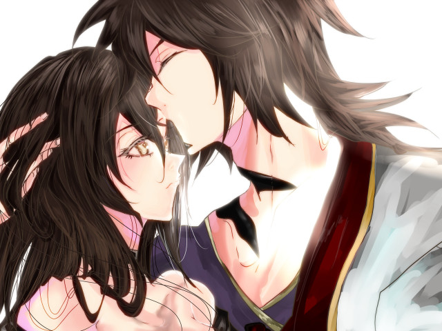 Couple kissing white background red free wallpaper for desktop - medium preview image