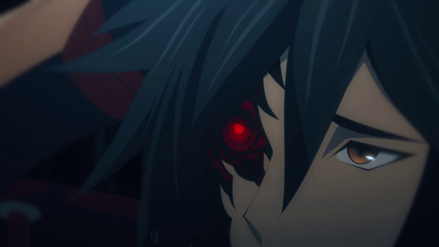 Man long hair red eyes free wallpaper for desktop - medium preview image